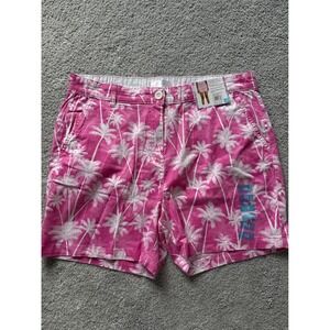 Stella Parker Womens Pink Palm Tree Printed Shorts Palm Delight Size 12 NEW